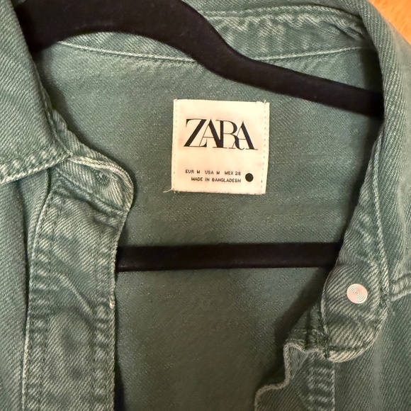 Zara Green Denim Shirt - Picture 2 of 3